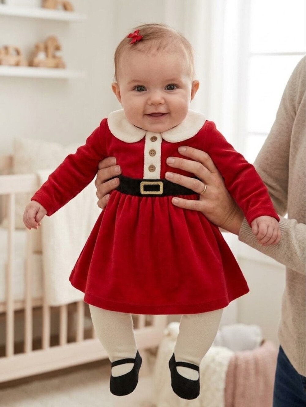 NWT Carters Baby Girl Newborn Santa Dress And Tights Set